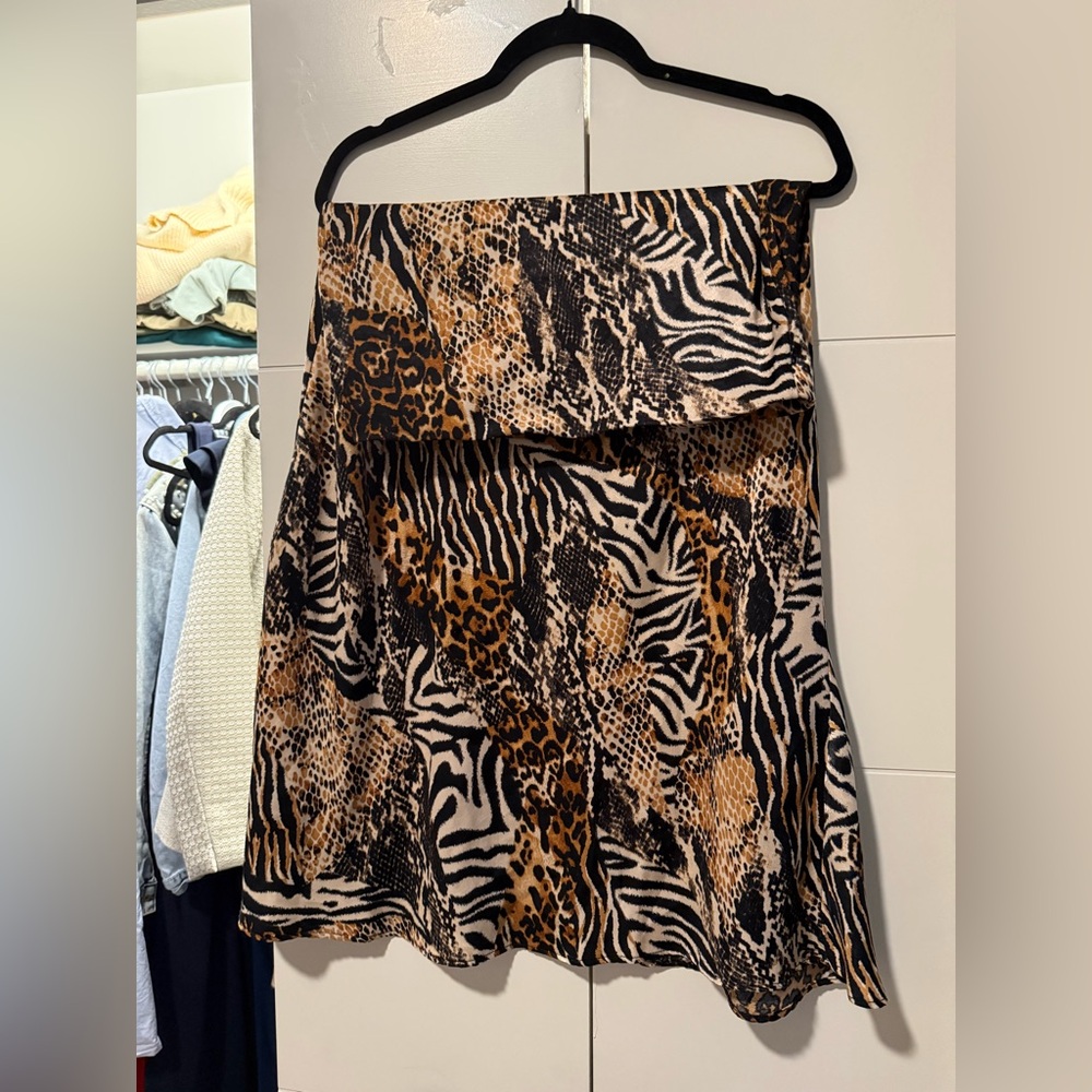 Bob Mackie Animal Print Midi Skirt - Black, Brown, Tan